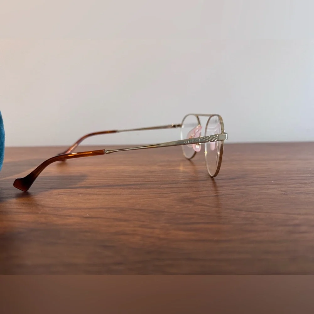 NEW GUCCI GG07440 Aviator Glasses - Size: 53-19-145 - Gold 002